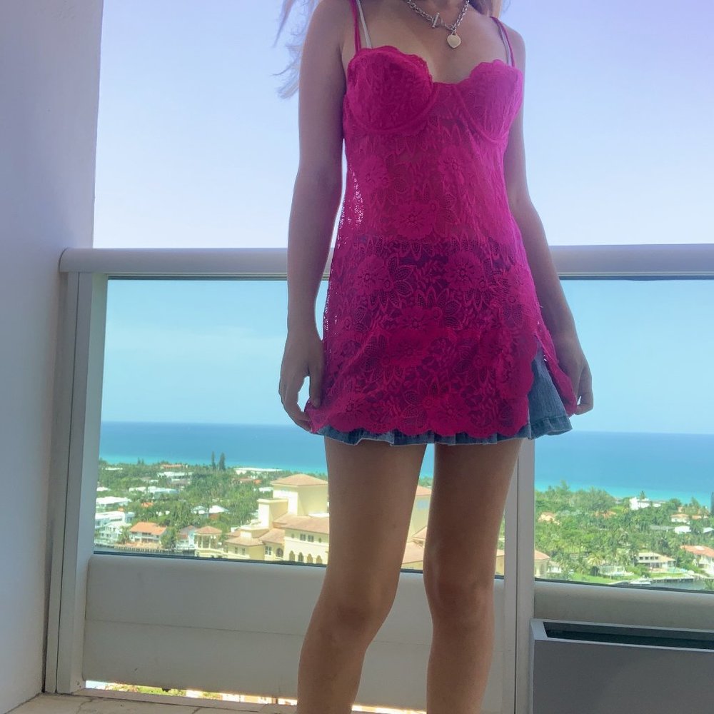 Victoria's Secret Baby Doll Chemise Pink Lace